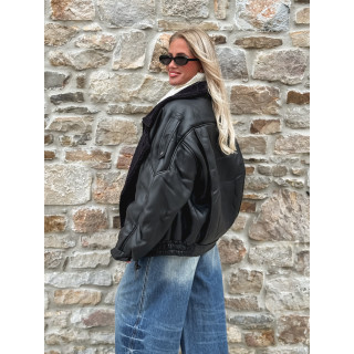 Veste simili cuir Yalina - Noir