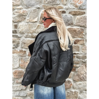 Veste simili cuir Yalina - Noir
