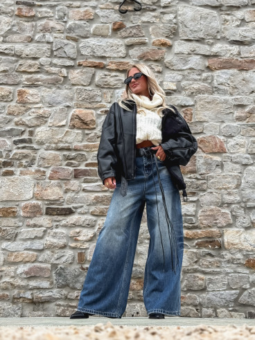 Veste simili cuir Yalina - Noir