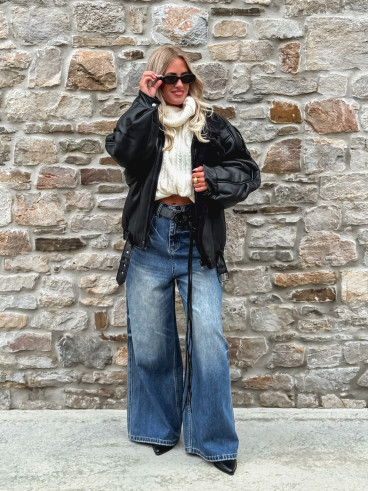Veste simili cuir Yalina - Noir