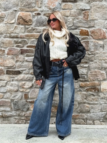 Veste simili cuir Yalina - Noir