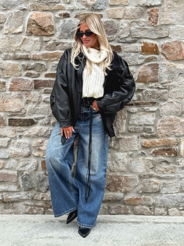 Veste simili cuir Yalina - Noir