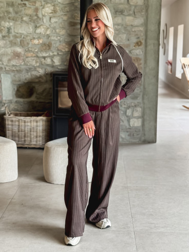 Ensemble ligné Elinor - Chocolat/Bordeaux