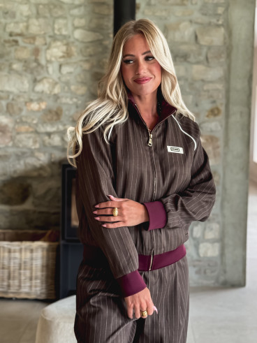 Ensemble ligné Elinor - Chocolat/Bordeaux