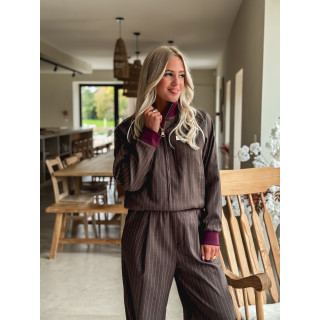 Ensemble ligné Elinor - Chocolat/Bordeaux