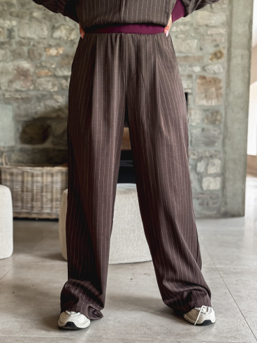 Ensemble ligné Elinor - Chocolat/Bordeaux