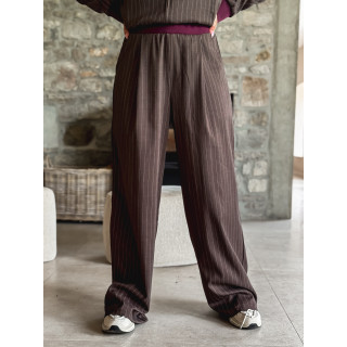Ensemble ligné Elinor - Chocolat/Bordeaux