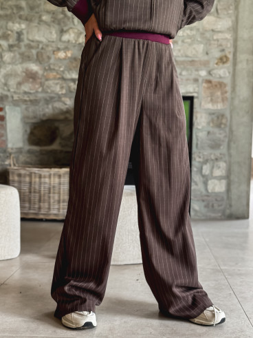 Ensemble ligné Elinor - Chocolat/Bordeaux