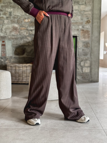 Ensemble ligné Elinor - Chocolat/Bordeaux