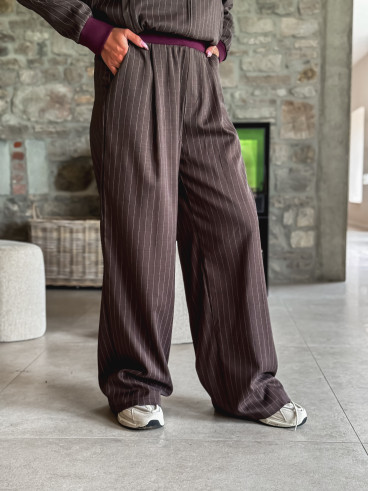 Ensemble ligné Elinor - Chocolat/Bordeaux