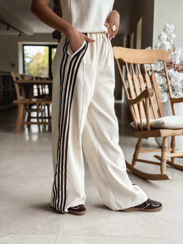 Pantalon Zaylee - Ecru/Chocolat