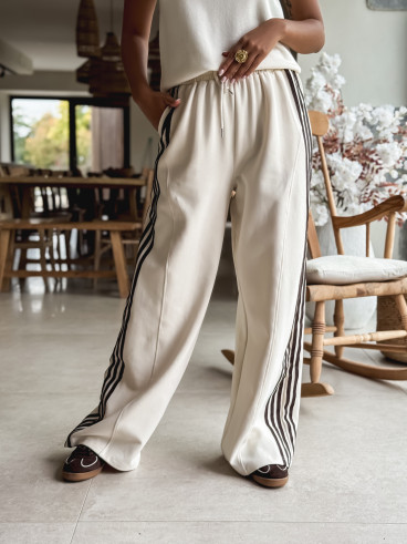 Pantalon Zaylee - Ecru/Chocolat