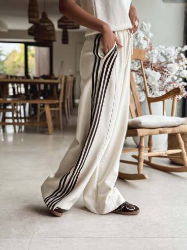 Pantalon Zaylee - Ecru/Chocolat