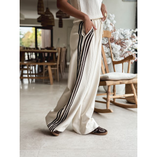 Pantalon Zaylee - Ecru/Chocolat