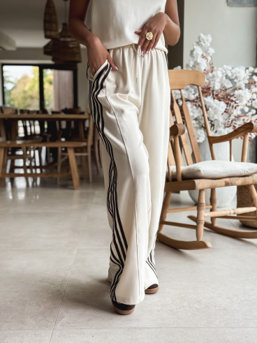 Pantalon Zaylee - Ecru/Chocolat