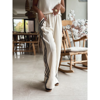 Pantalon Zaylee - Ecru/Chocolat