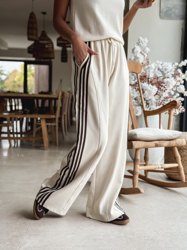 Pantalon Zaylee - Ecru/Chocolat