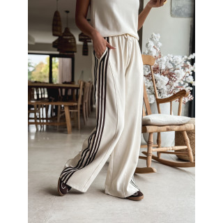 Pantalon Zaylee - Ecru/Chocolat