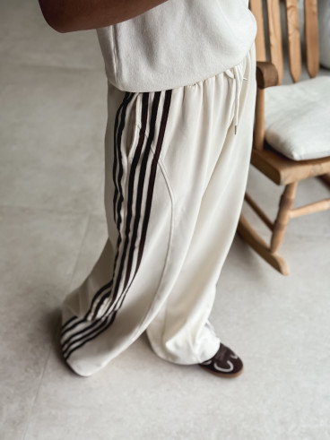 Pantalon Zaylee - Ecru/Chocolat