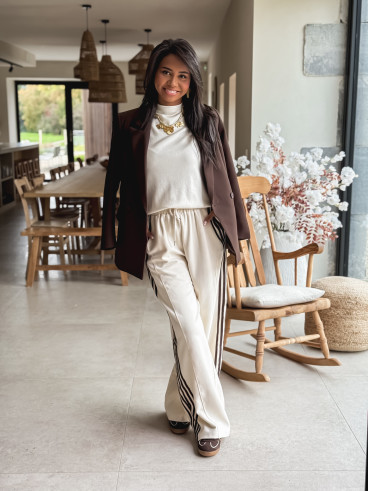 Pantalon Zaylee - Ecru/Chocolat