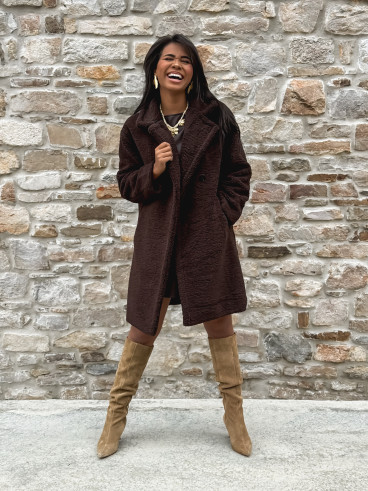 Manteau en teddy Alva - Chocolat