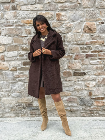 Manteau en teddy Alva - Chocolat