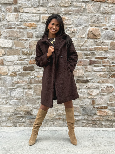 Manteau en teddy Alva - Chocolat