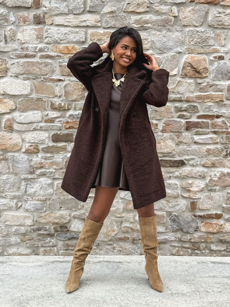 Manteau en teddy Alva - Chocolat