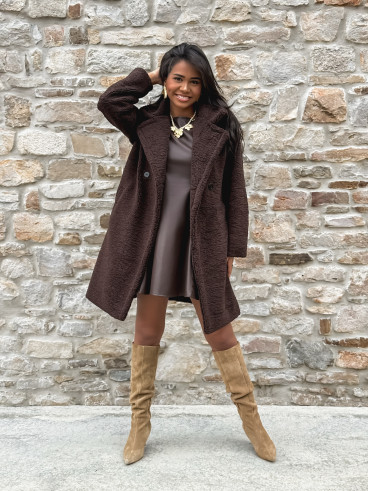 Manteau en teddy Alva - Chocolat