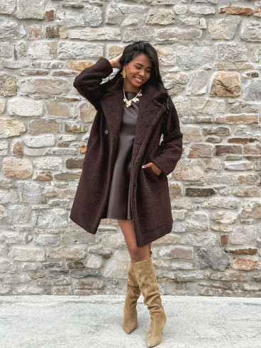Manteau en teddy Alva - Chocolat