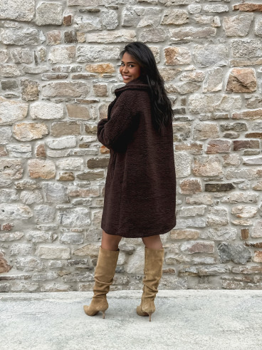 Manteau en teddy Alva - Chocolat