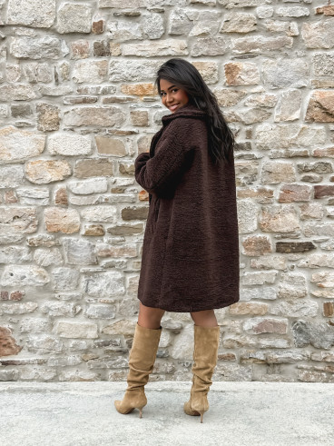 Manteau en teddy Alva - Chocolat