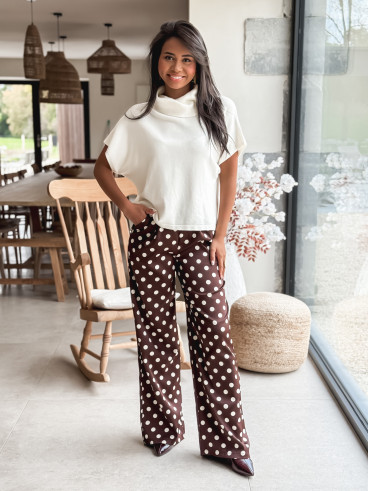 Pantalon à pois Leyana - Chocolat