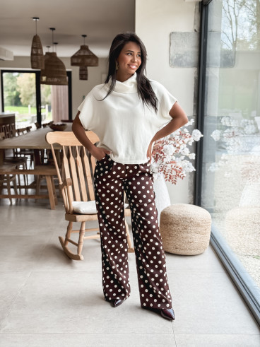Pantalon à pois Leyana - Chocolat