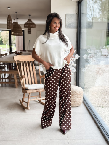 Pantalon à pois Leyana - Chocolat