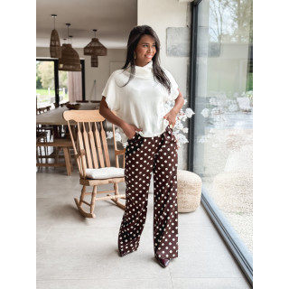 Pantalon à pois Leyana - Chocolat