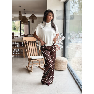 Pantalon à pois Leyana - Chocolat