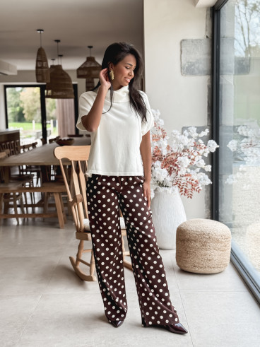 Pantalon à pois Leyana - Chocolat
