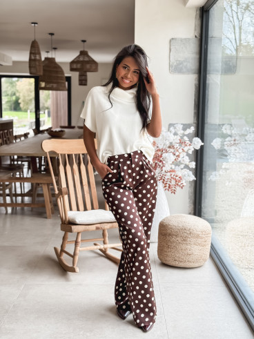 Pantalon à pois Leyana - Chocolat