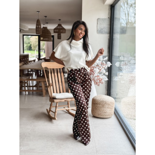 Pantalon à pois Leyana - Chocolat