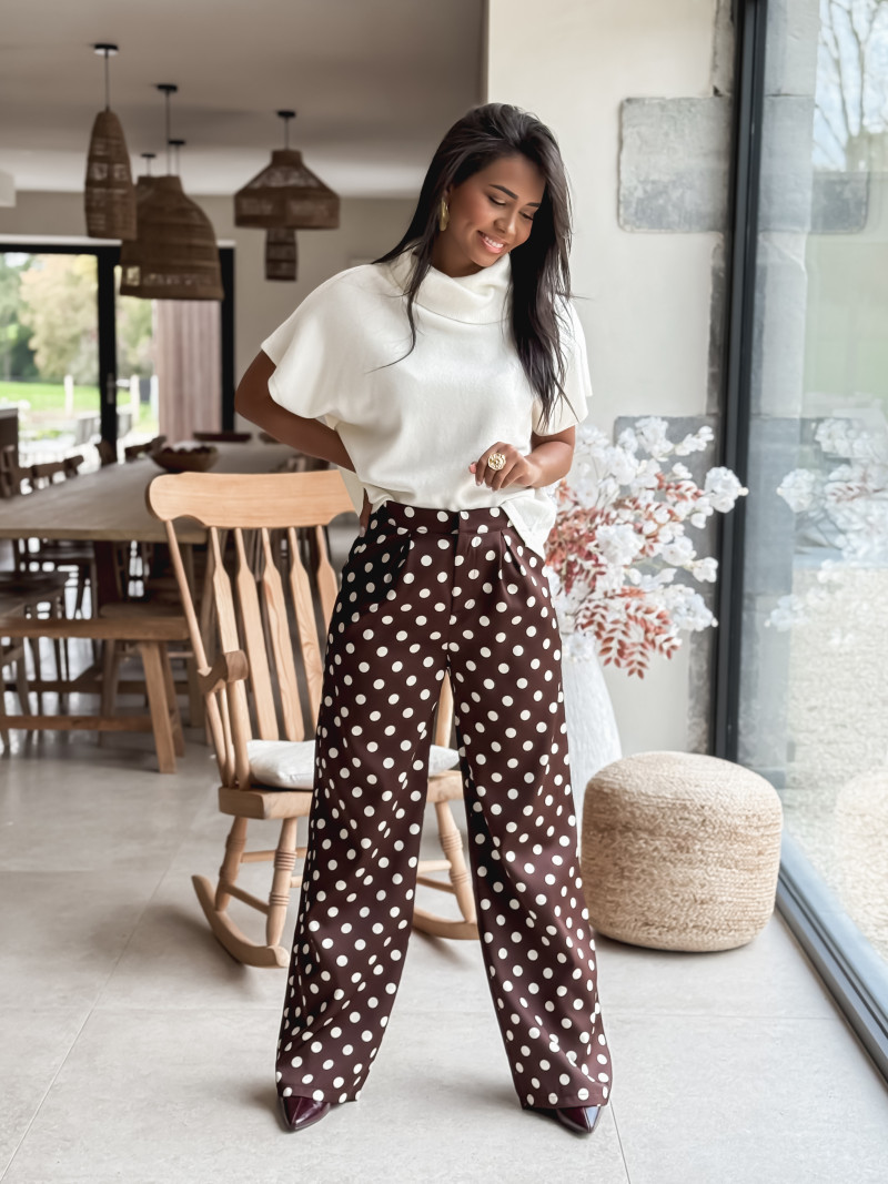 Pantalon à pois Leyana - Chocolat