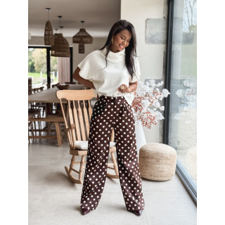 Pantalon à pois Leyana - Chocolat