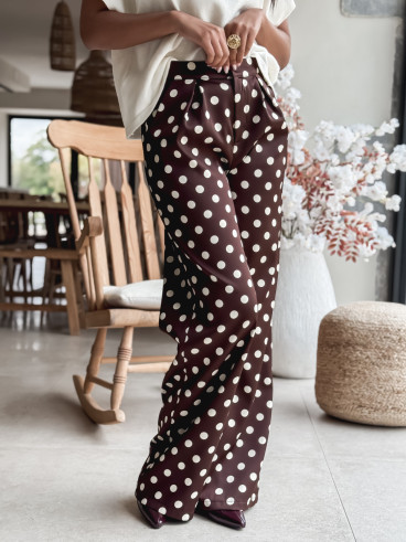 Pantalon à pois Leyana - Chocolat