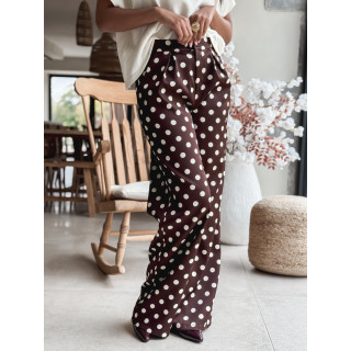 Pantalon à pois Leyana - Chocolat