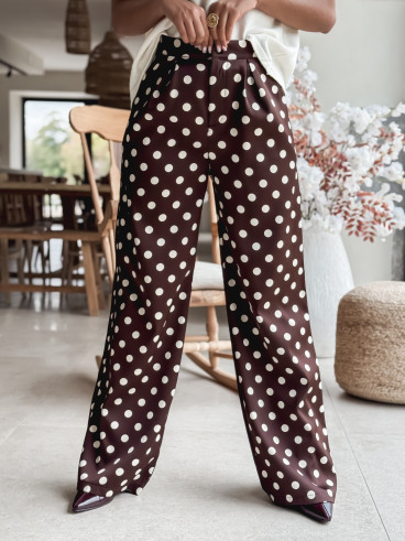 Pantalon à pois Leyana - Chocolat