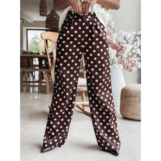 Pantalon à pois Leyana - Chocolat