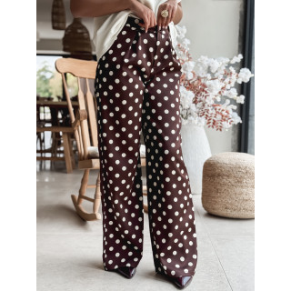 Pantalon à pois Leyana - Chocolat