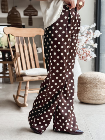 Pantalon à pois Leyana - Chocolat