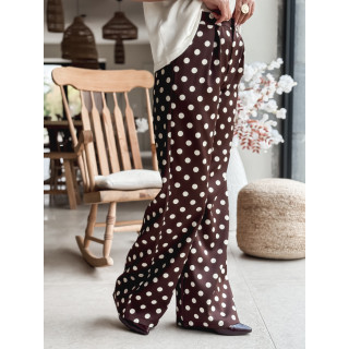Pantalon à pois Leyana - Chocolat