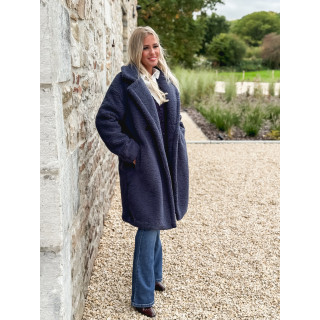 Manteau en teddy Alva - Bleu marine
